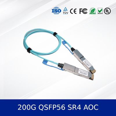 ऑप्टिकल ट्रांससीवर मॉड्यूल 200G QSFP56 SR4 AOC 3m केबल 200G ईथरनेट OM4 MMF के लिए, कम शक्ति, CMIS अनुरूप