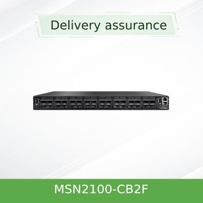 2 कोर शॉर्ट डेप्थ मेलानॉक्स SN2000 स्विच MSN2100-CB2F 100GbE 1U 16 QSFP28 पोर्ट्स 2 AC PSUs X86