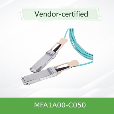 QSFP LSZH Mellanox AOC एक्टिव ऑप्टिकल केबल MFA1A00-C050 100GbE 50m नया और मूल