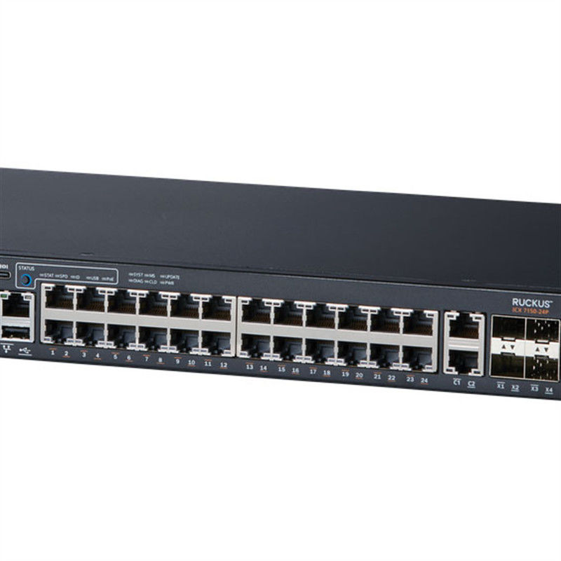 24P 4X1G रूकस नेटवर्क स्विच ICX7150 10/100/1000Mbps RJ-45 PoE 370W