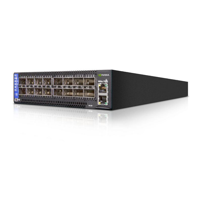 2 कोर शॉर्ट डेप्थ मेलानॉक्स SN2000 स्विच MSN2100-CB2F 100GbE 1U 16 QSFP28 पोर्ट्स 2 AC PSUs X86