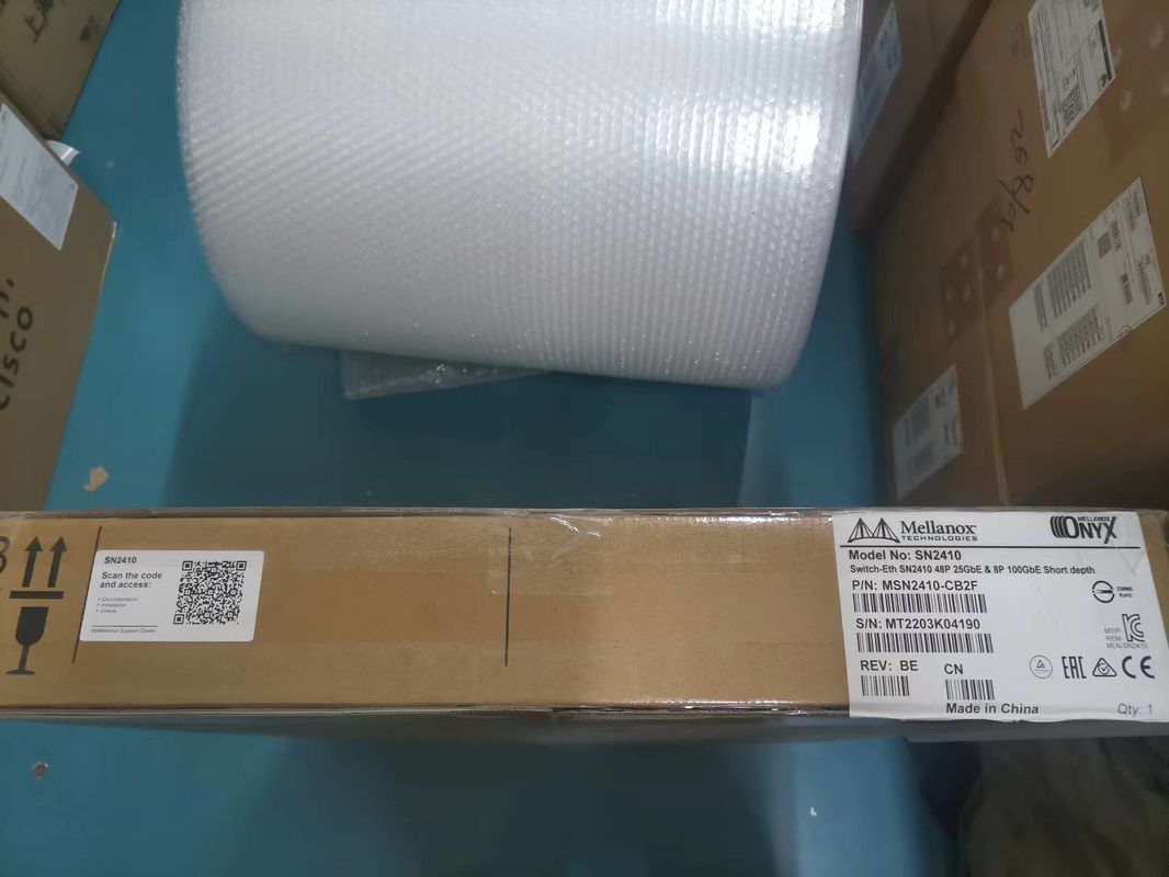 MSN2410-CB2FC मेलानॉक्स sN2410Mellanox नेटवर्क स्विच क्यूम्यलस लिनक्स 48 SFP28 पोर्ट 8 QSFP28 पोर्ट