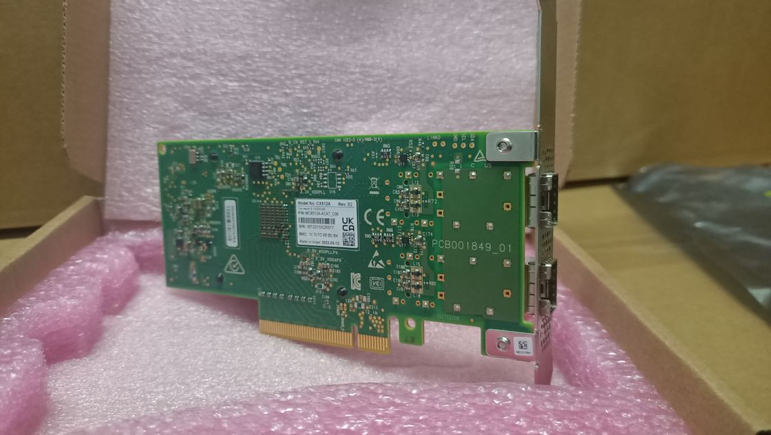 MCX512A-ACAT Mellanox Connectx 5 डुअल पोर्ट 10 25gbe Sfp28 EN एडाप्टर कार्ड PCIe 3.0 X8