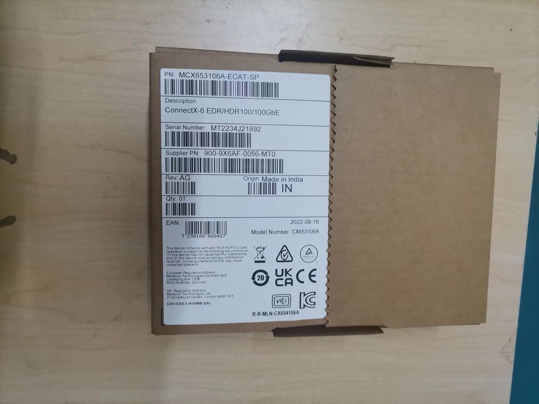 MCX653105A-ECAT कनेक्टएक्स-6 वीपीआई एडाप्टर कार्ड 100Gb/S HDR100 EDR IB 100GbE सिंगल पोर्ट QSFP56