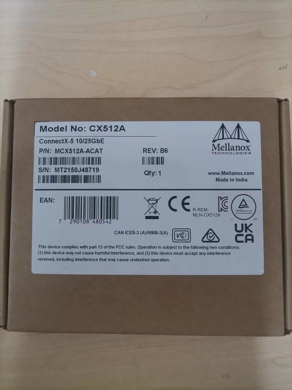 MCX512A-ACAT Mellanox ConnectX-5 EN नेटवर्क इंटरफेस कार्ड 10/25GbE डुअल पोर्ट SFP28