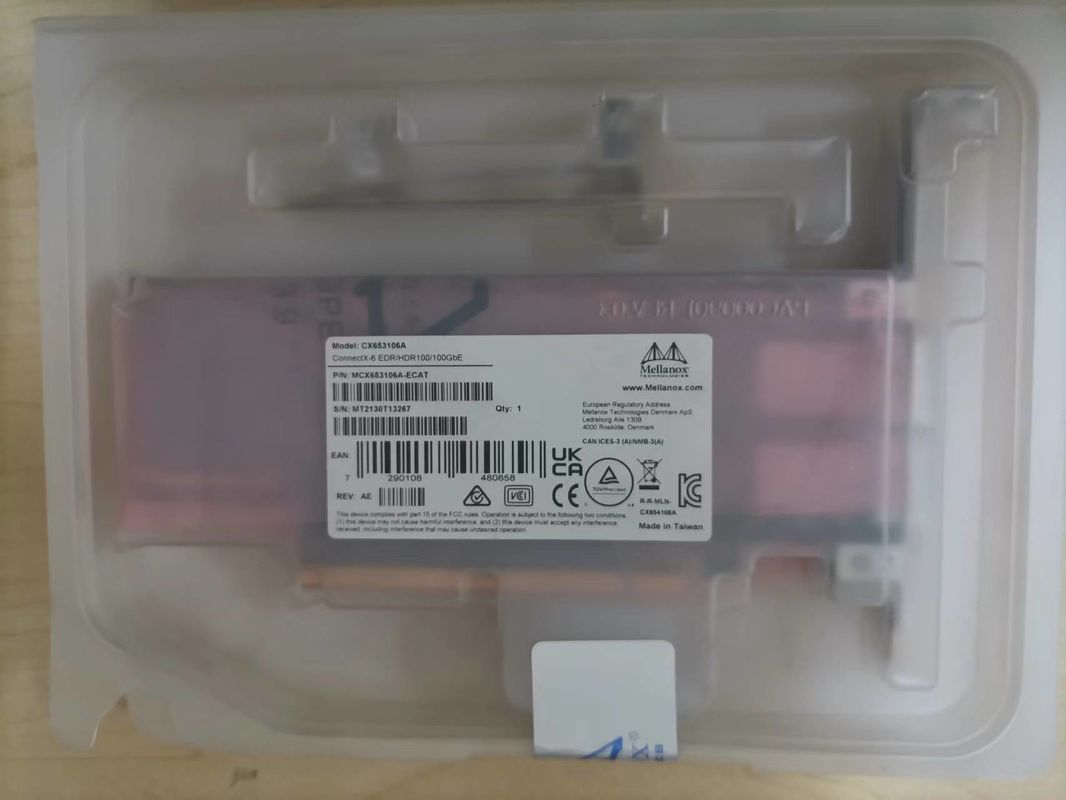 मूल MCX653106A-ECAT कनेक्ट X-6 100Gb/S डुअल पोर्ट QSFP56 ईथरनेट एडाप्टर