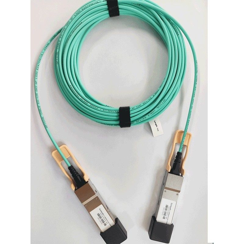 200G QSFP56 एक्टिव ऑप्टिकल केबल 26.56GBaud स्पीड डेटा ट्रांसमिशन OM3/OM4 कनेक्टर प्रकार QSFP56 कनेक्टर के साथ संगत