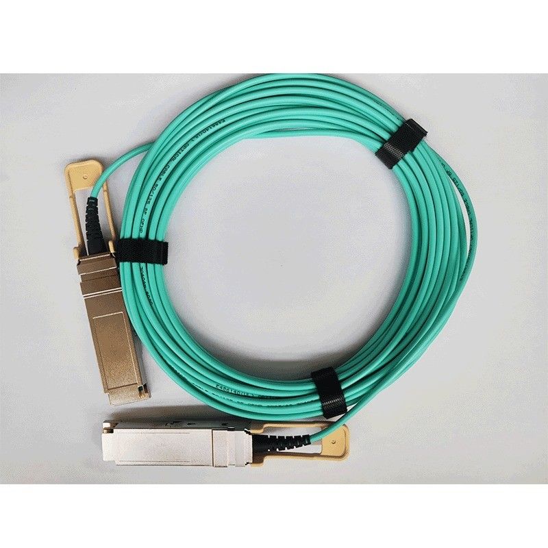 200G QSFP56 एक्टिव ऑप्टिकल केबल 26.56GBaud स्पीड डेटा ट्रांसमिशन OM3/OM4 कनेक्टर प्रकार QSFP56 कनेक्टर के साथ संगत