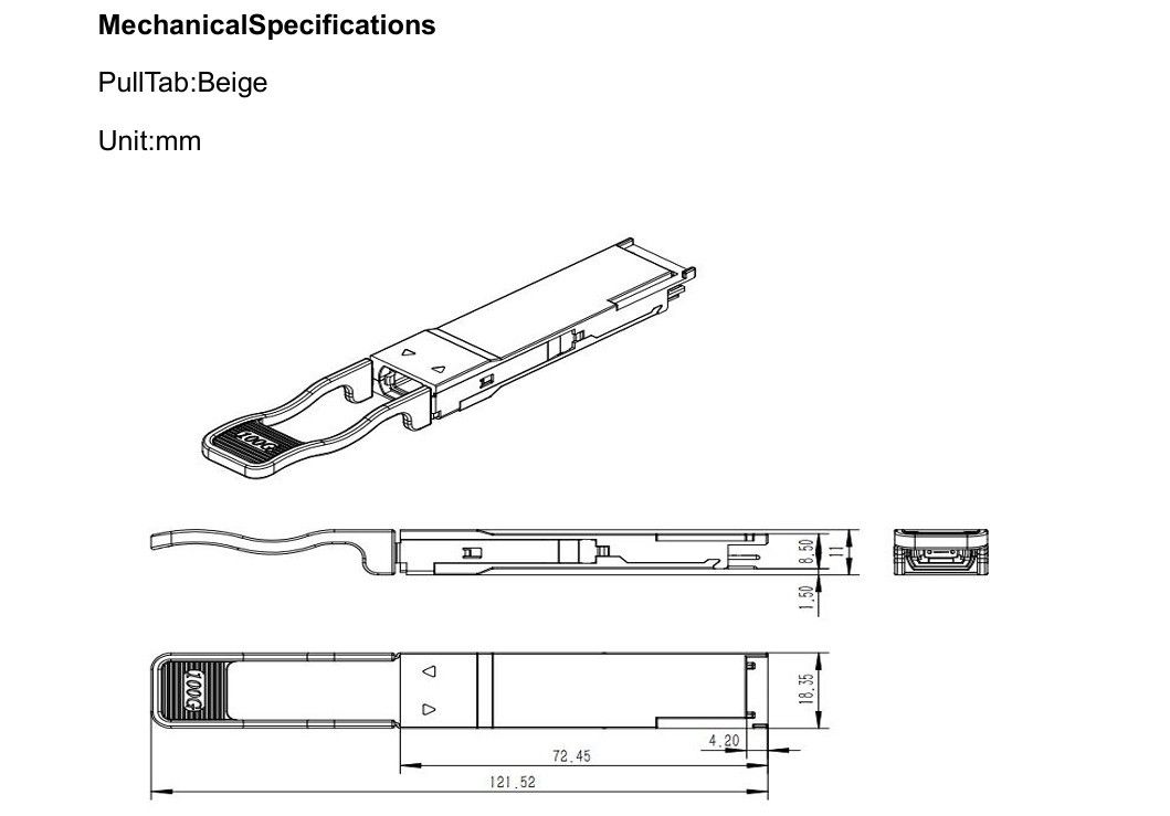 ईथरनेट नेटवर्क 100m SR4 100G QSFP28 फाइबर ऑप्टिक ट्रांससीवर मॉड्यूल और संगत IEEE 802.3bm