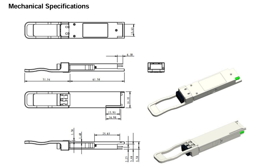 100G QSFP28 ZR4 LC डुप्लेक्स ऑप्टिकल ट्रांससीवर 80km SFP28 LR4 103Gbps EML LAN-WDM ट्रांससीवर डिजिटल डायग्नोस्टिक्स के साथ