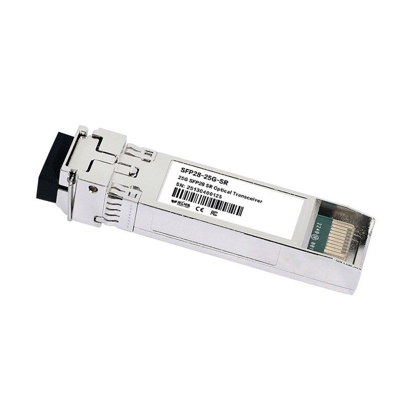 10 किमी एकल मोड 25G SFP28 ऑप्टिकल ट्रांससीवर प्रोटोकॉल अनुपालन SFF-8472 स्पीड एलसी कनेक्टर CE FCC RoHS प्रमाणित