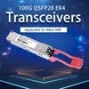 100g Qsfp28 Lr4 Er4 Zr4 ऑप्टिकल ट्रांससीवर 10km 20km 40km 60km 80km मॉड्यूल सिंगल मोड मल्टीमोड डुअल फाइबर LC/MPO