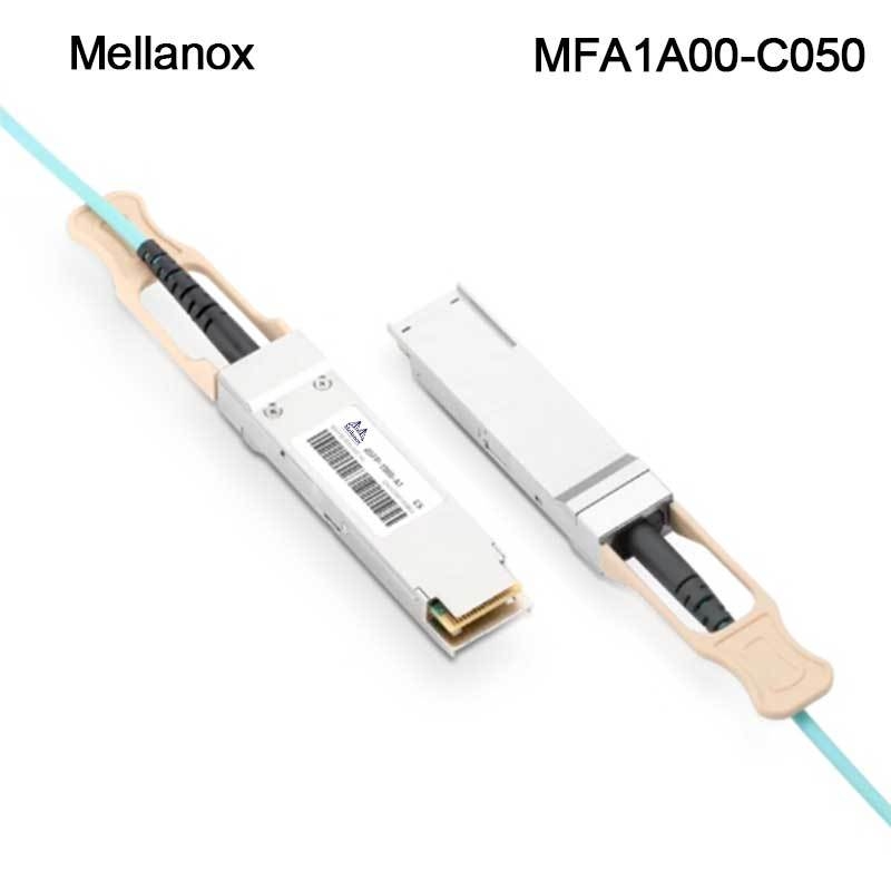 QSFP LSZH Mellanox AOC एक्टिव ऑप्टिकल केबल MFA1A00-C050 100GbE 50m नया और मूल
