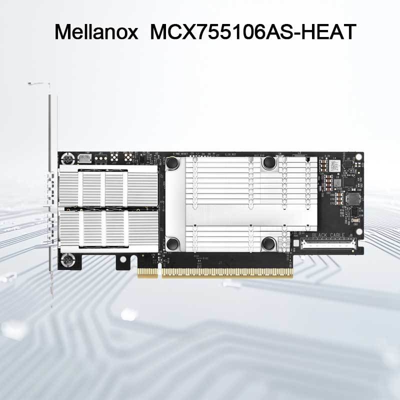 MCX755106as-हीट (900-9X7AH-0078-DTZ) Nvidia Connectx-7 200g ईथरनेट एडाप्टर दोहरे पोर्ट के साथ
