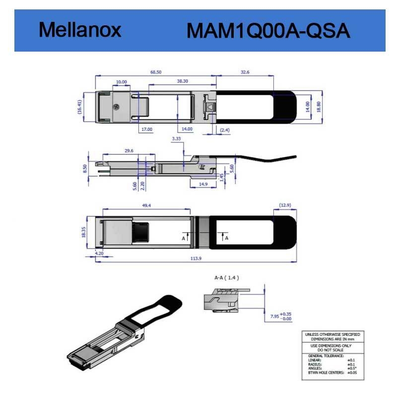 Mellnaox ब्रांड न्यू ओरिजिनल Mam1q00A-Qsa Nvidia Dynamix QsaTM, Qsfp+ से SFP+ एडाप्टर