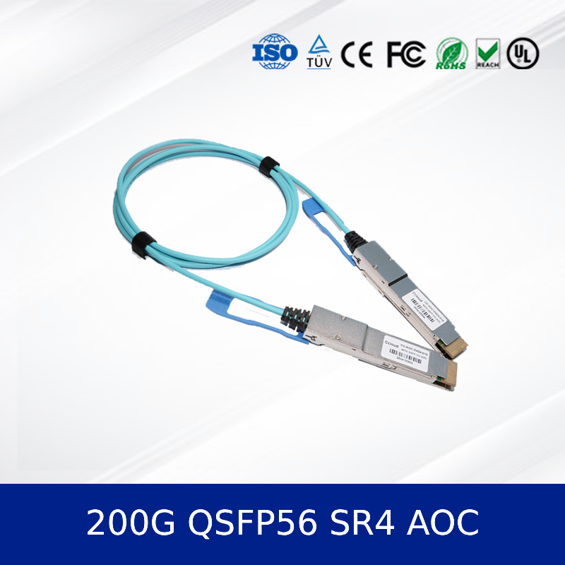 ऑप्टिकल ट्रांससीवर मॉड्यूल 200G QSFP56 SR4 AOC 3m केबल 200G ईथरनेट OM4 MMF के लिए, कम शक्ति, CMIS अनुरूप