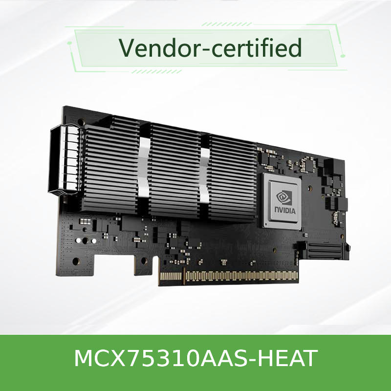 NVIDIA ConnectX-7 एडाप्टर MCX75310AAS-HEAT(900-9X766-003N-ST0) सिंगल-पोर्ट OSFP इन्फिनिबैंड: NDR200 200GB/s (डिफ़ॉल्ट गति) ईथरनेट: 200GbE PCIe X16 Gen 4.0/5.0