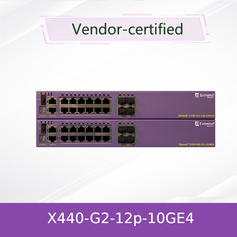 लाइसेंस के माध्यम से 104GBPS 16531 X440 एक्सट्रीम नेटवर्क AVB स्विच G2 12p 10GE4 4