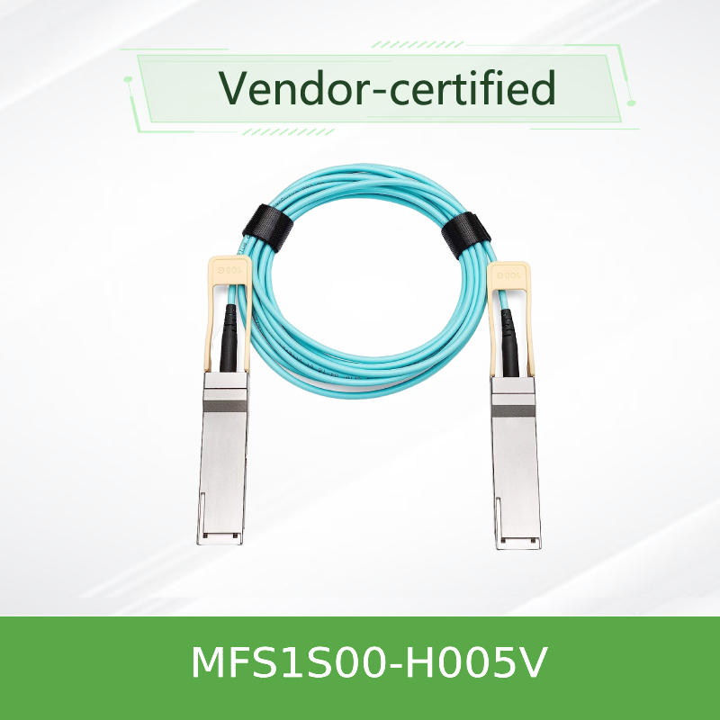 NVIDIA MFS1S00-H005V 200Gb/s QSFP56 एक्टिव ऑप्टिकल केबल - एचडीआर इन्फिनिबैंड और 200GbE के लिए 5m AOC