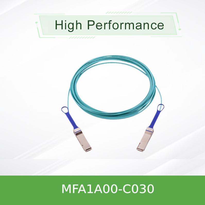 NVIDIA MFA1A00-C030 QSFP28 एक्टिव ऑप्टिकल केबल 100Gb/s AOC 30m लंबाई 100GbE & InfiniBand EDR